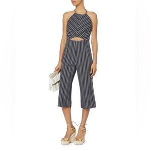 Intermix Elena Striped Cropped Cutout Halter Chevron Stripe Jumpsuit size 6